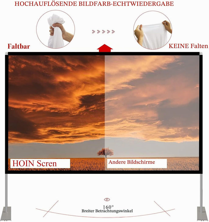Projektion Leinwand mit Stand 100 Zoll HD 4K Outdoor Indoor Projector Screen Schnelles Falten Tragba