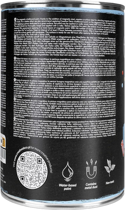 Creative Deco Magnetisch Schwarz Wandfarbe Kreidefarbe Tafelfarbe | 1000ml | 2 m² Effizienz mit 3 Sc