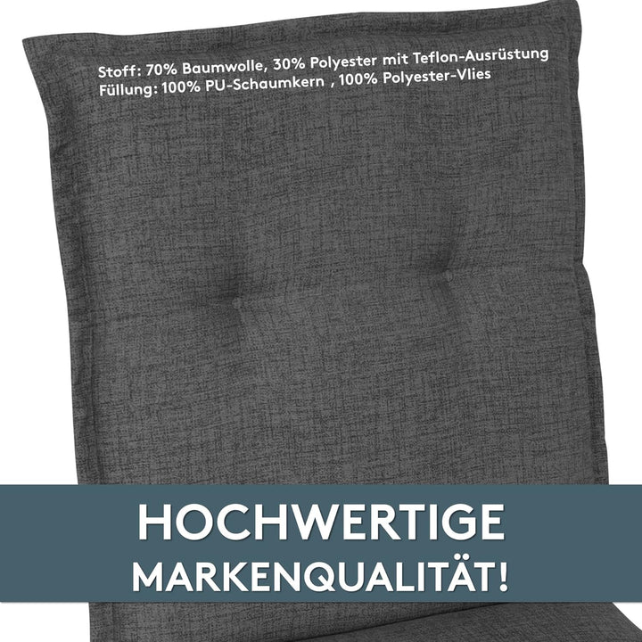 LILENO HOME Gartenstuhl Auflagen als [1er Set - Niedriglehner] in Anthrazit - bequeme Liegen als Sit