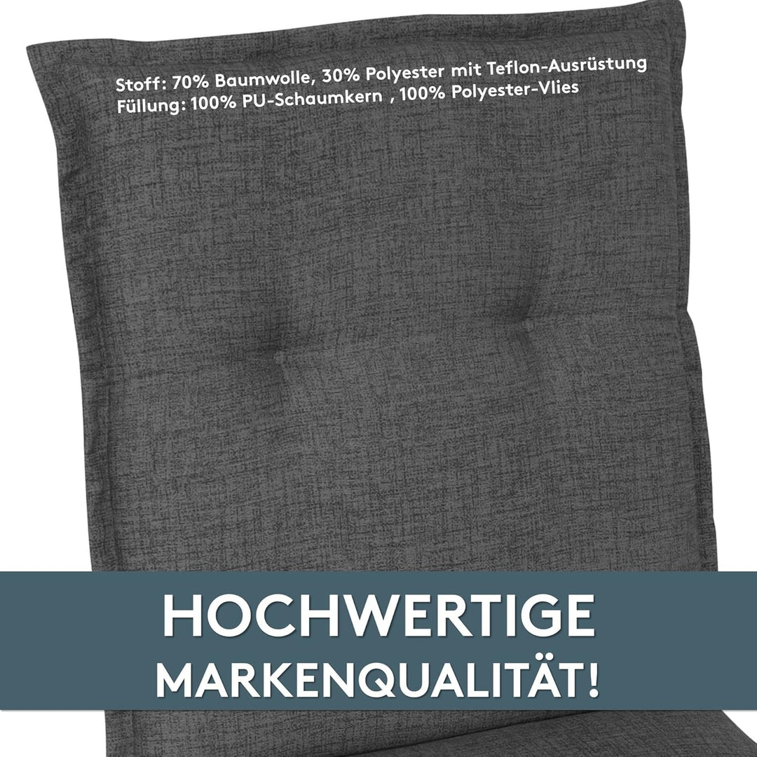 LILENO HOME Gartenstuhl Auflagen als [2er Set - Hochlehner] in Anthrazit - bequeme Liegen als Sitzau
