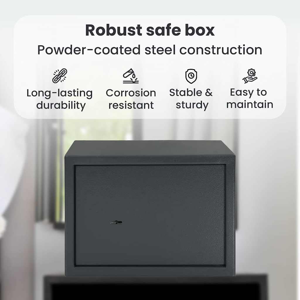 vidaXL Safe Box mit Schloss Dunkelgrau 35 x 25 x 25 cm Stahl, Heimarbeitsplatz Safe, robuster Sicher