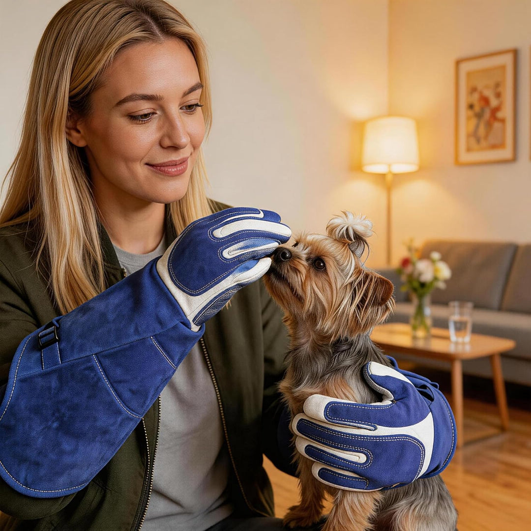 CPTDCL Anti-Biss Tierhandschuhe Weiches Leder Verdicken Kratzfeste Handschuhe Bissfeste Schutzhandsc