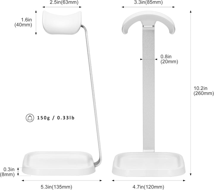 Kopfhörer Ständer, Gebogener Headset Halterung mit Ablagefach, Schwere Basis Gaming Kopfhörer Halter