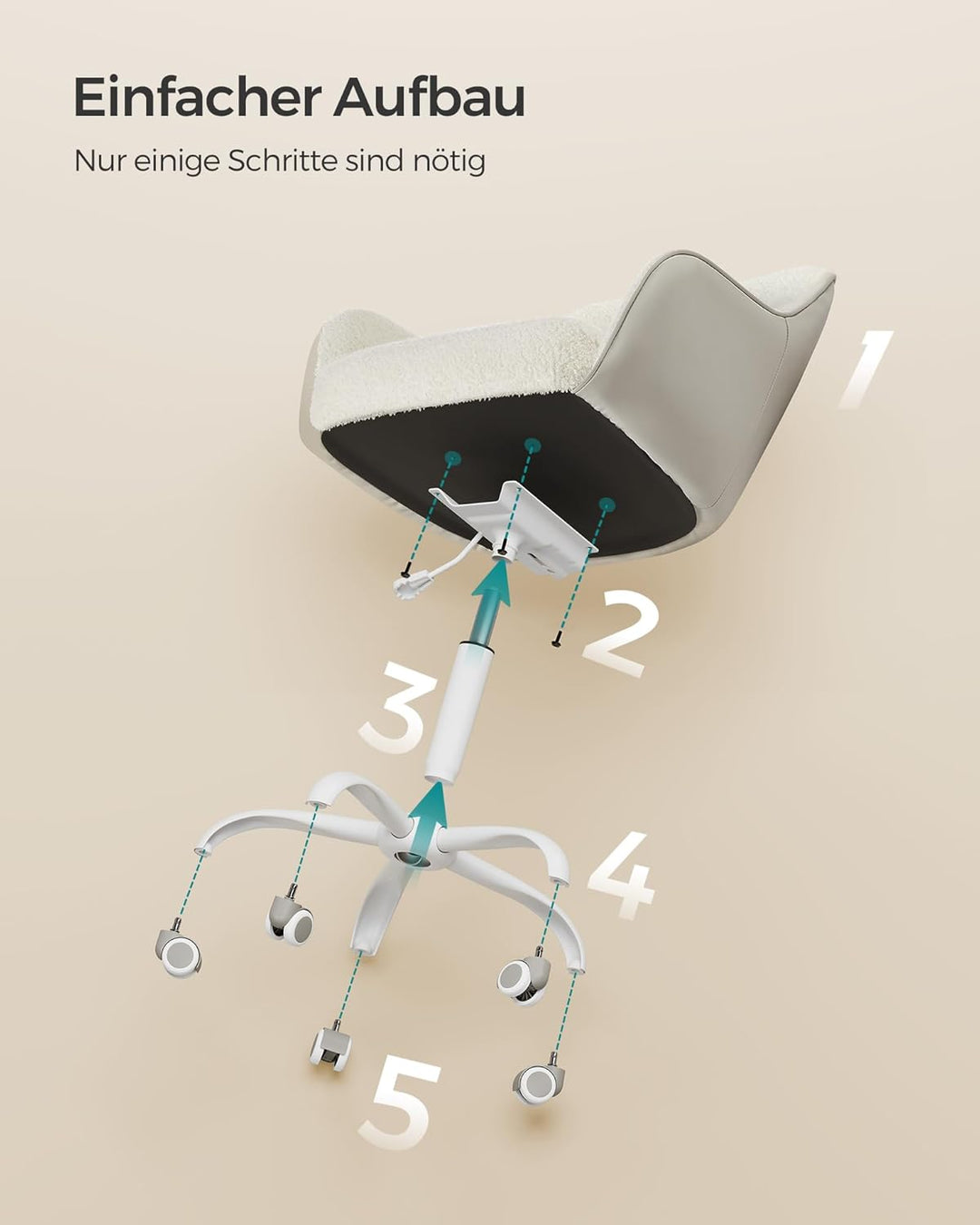 SONGMICS Homeoffice Stuhl, Drehstuhl, Schreibtischstuhl, höhenverstellbar, bis 110 kg belastbar, atm