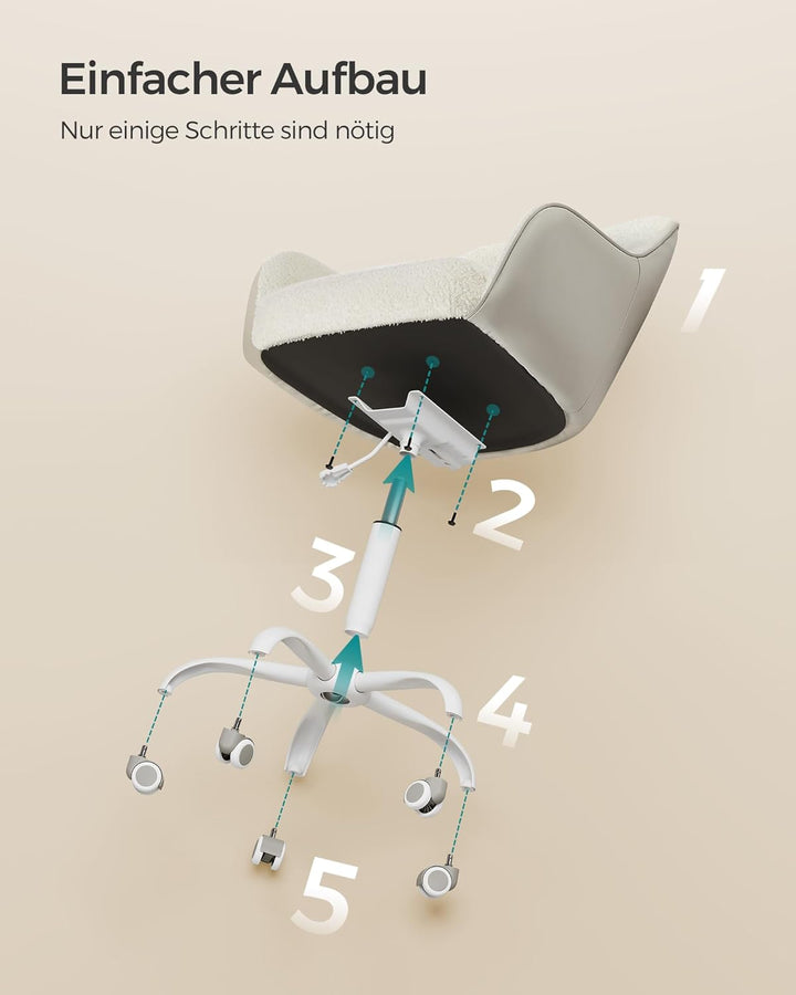 SONGMICS Homeoffice Stuhl, Drehstuhl, Schreibtischstuhl, höhenverstellbar, bis 110 kg belastbar, atm