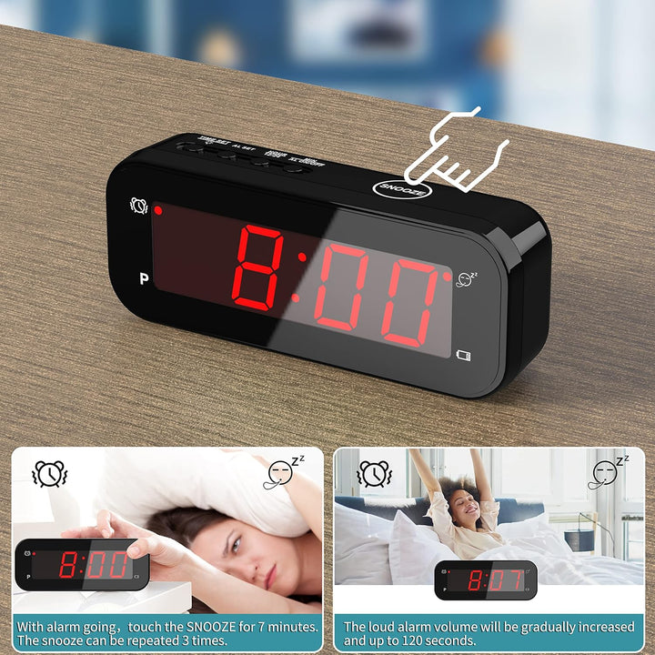 KWANWA Digitaler Reisewecker mit Temperaturanzeige – Batteriebetrieben, 3-stufige Helligkeit/Snooze/