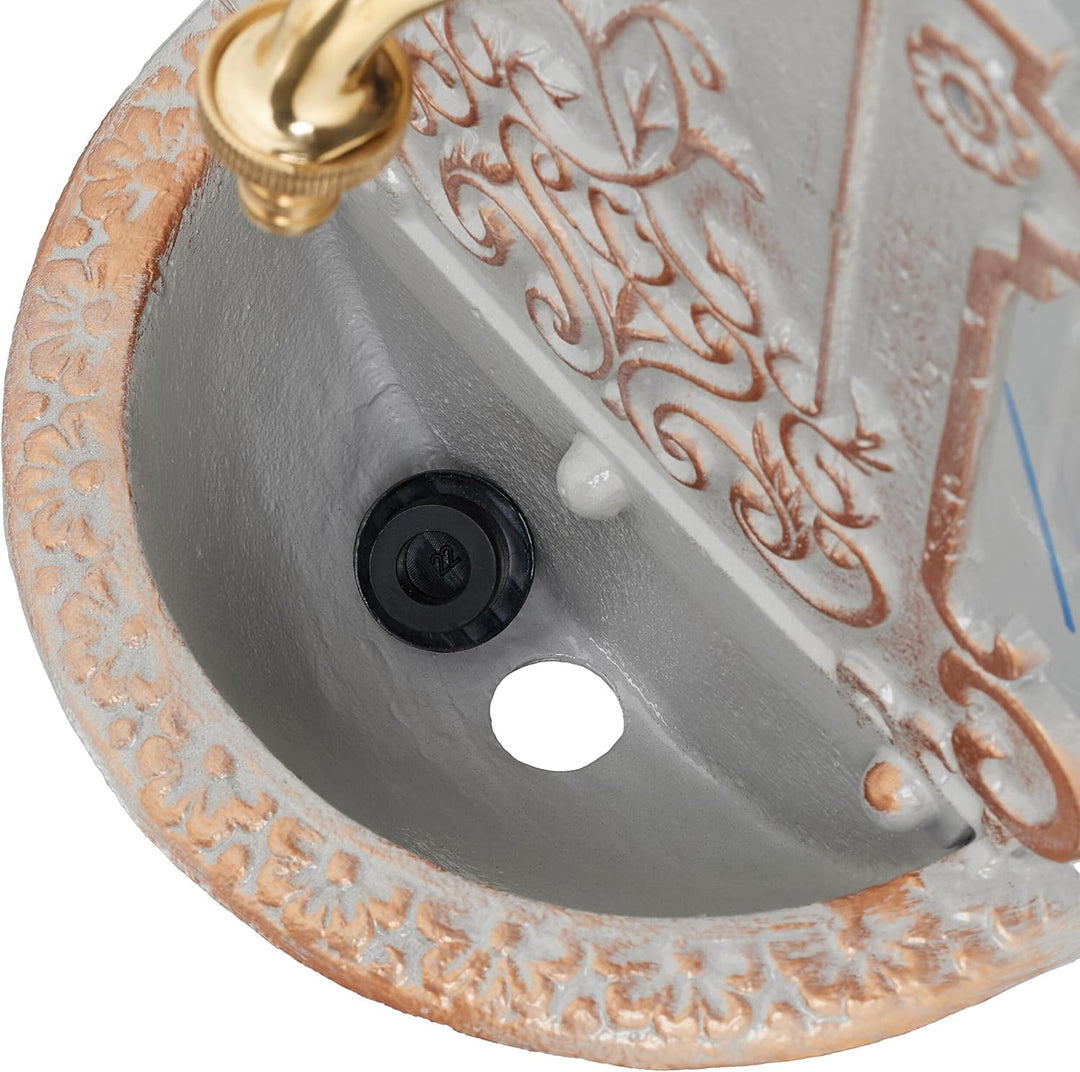 Relaxdays Wandbrunnen, nostalgisch, Waschbecken & Wasserhahn, Gartenbrunnen HBT 36 x 22 x 10,5 cm, G