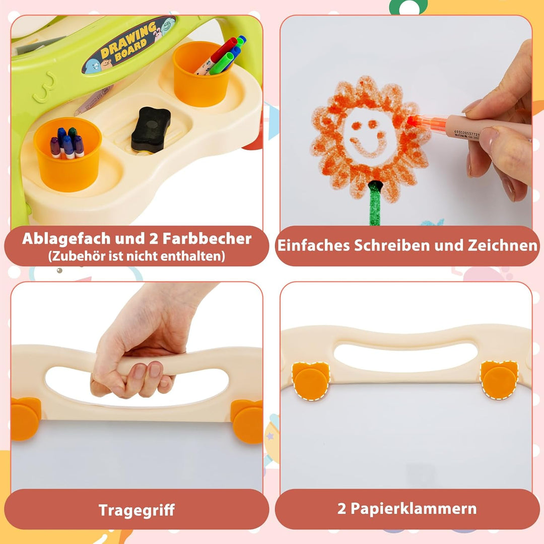 GOPLUS Staffelei mit Doppelseitiger Tafel, Drehbare & Magnetische Maltafel mit Füssen in 2 Verschied