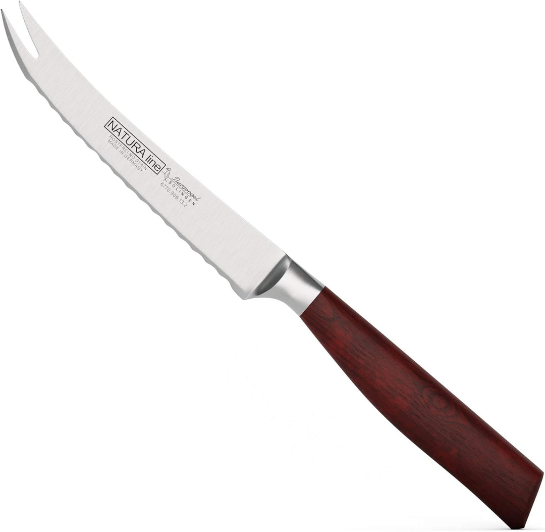 Burgvogel Solingen Natura Line, Tomatenmesser Holzgriff, rot satiniert, geschmiedet, 13 cm, rostfrei