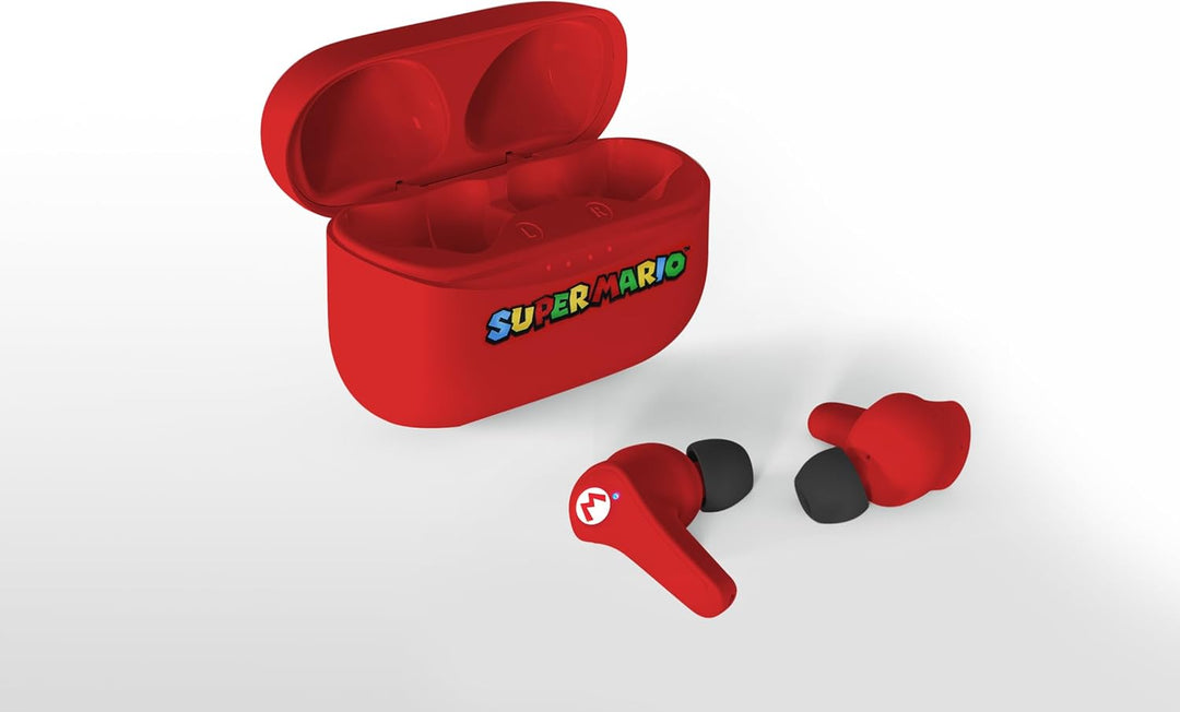 OTL Technologies Super Mario Kopfhörer, kabellos, Bluetooth V5.3, mit Ladebox, Rot Super Mario TWS E