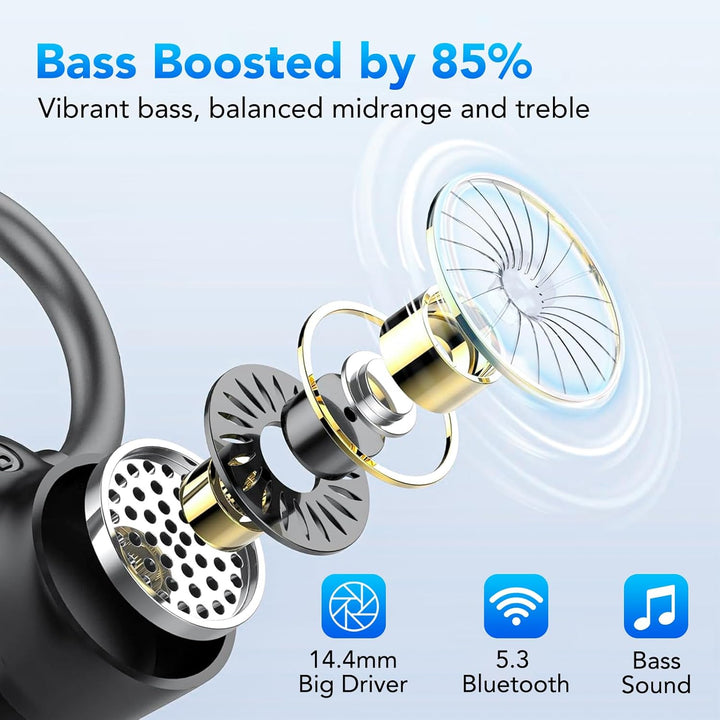 Bluetooth Kopfhörer Sport, Kopfhörer Kabellos Bluetooth 5.3 mit HD Mic, In Ear Kopfhörer mit 4 ENC K
