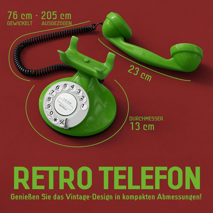 OPIS FunkyFon Cable: Retro Telefon mit Wählscheibe in geschwungenem 1920er Stil mit elektronischer K