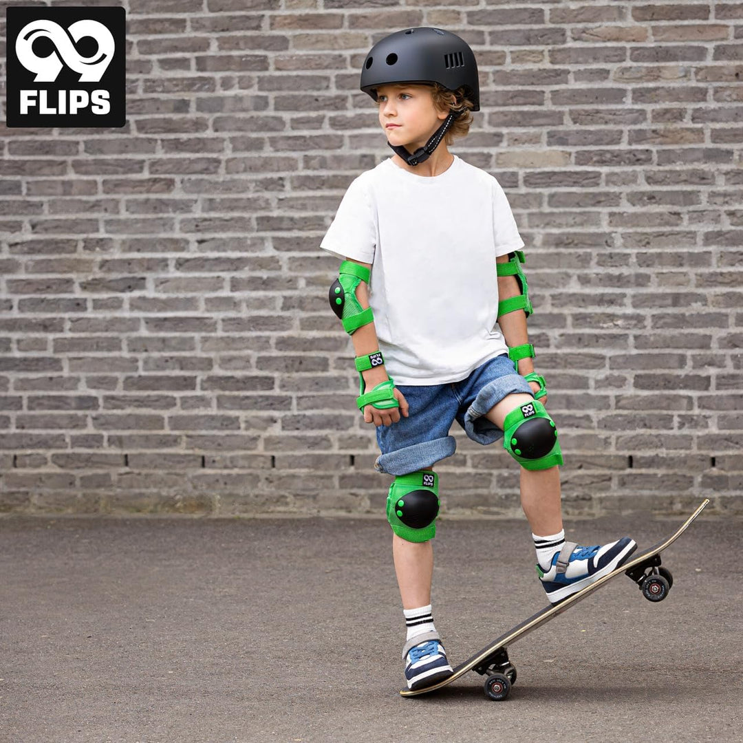 99FLIPS Schützer Inliner Kinder Set 3-12 Jahre [6er Set] mit Knieschoner, Ellenbogenschoner und Hand