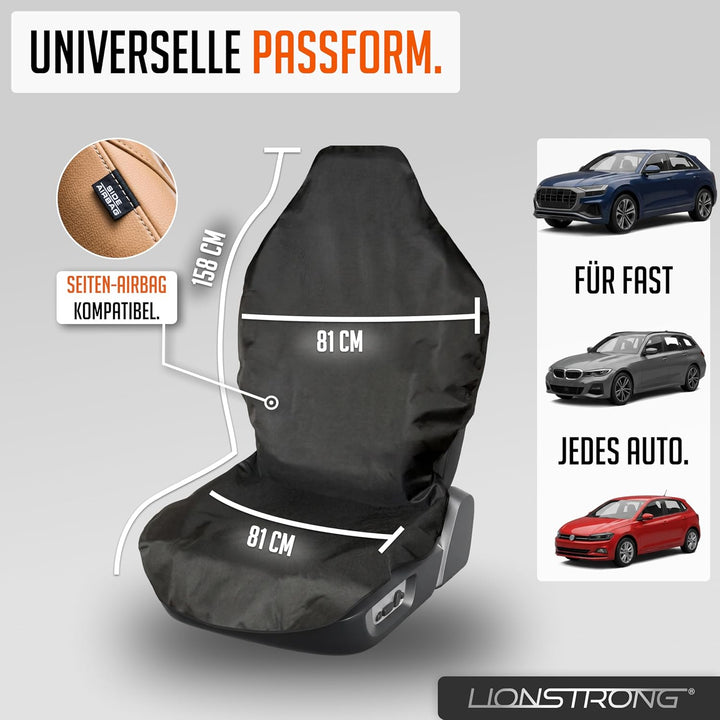 LIONSTRONG® Autositzschoner Vordersitz universell kompatibel [WASSERDICHT] - Autositzbezüge Vordersi