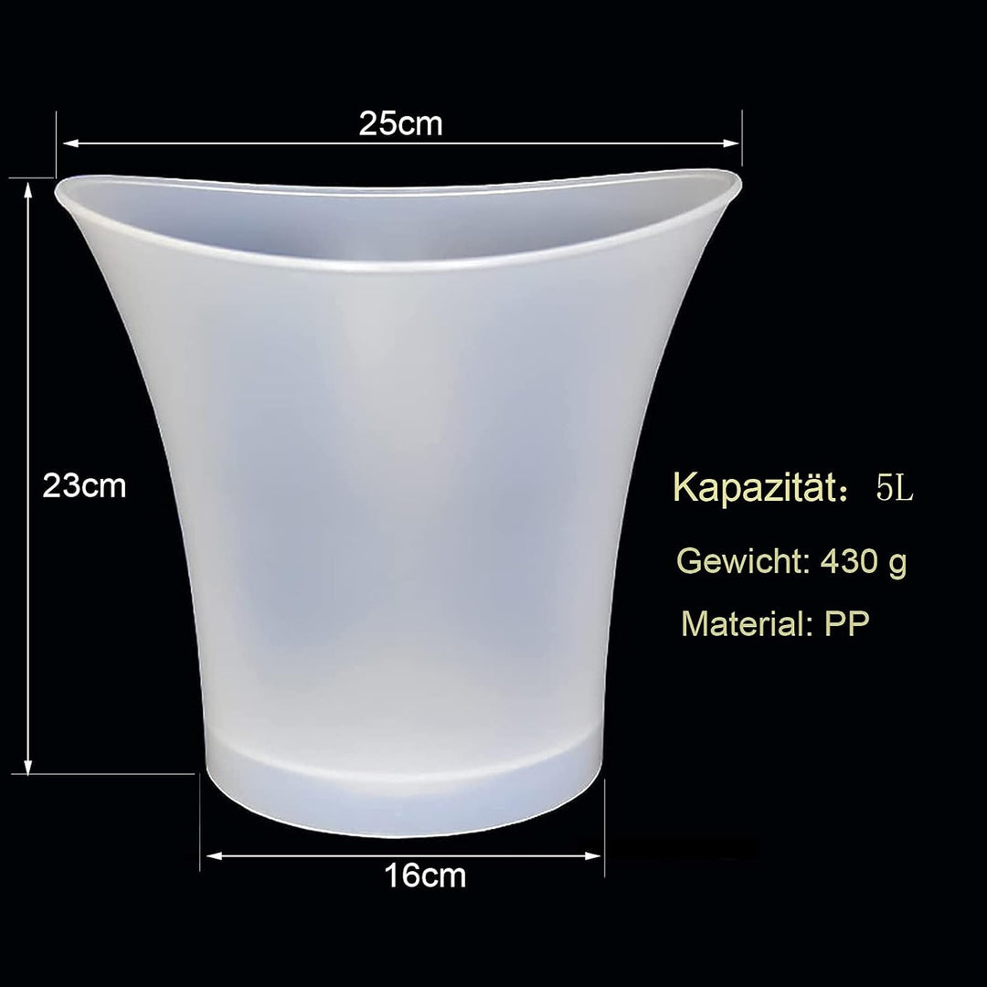 LED Eiskübel 5L, Multicolor LED Sektkübel, Grossraumbehälter für Flaschenwein und Flaschengetränke,