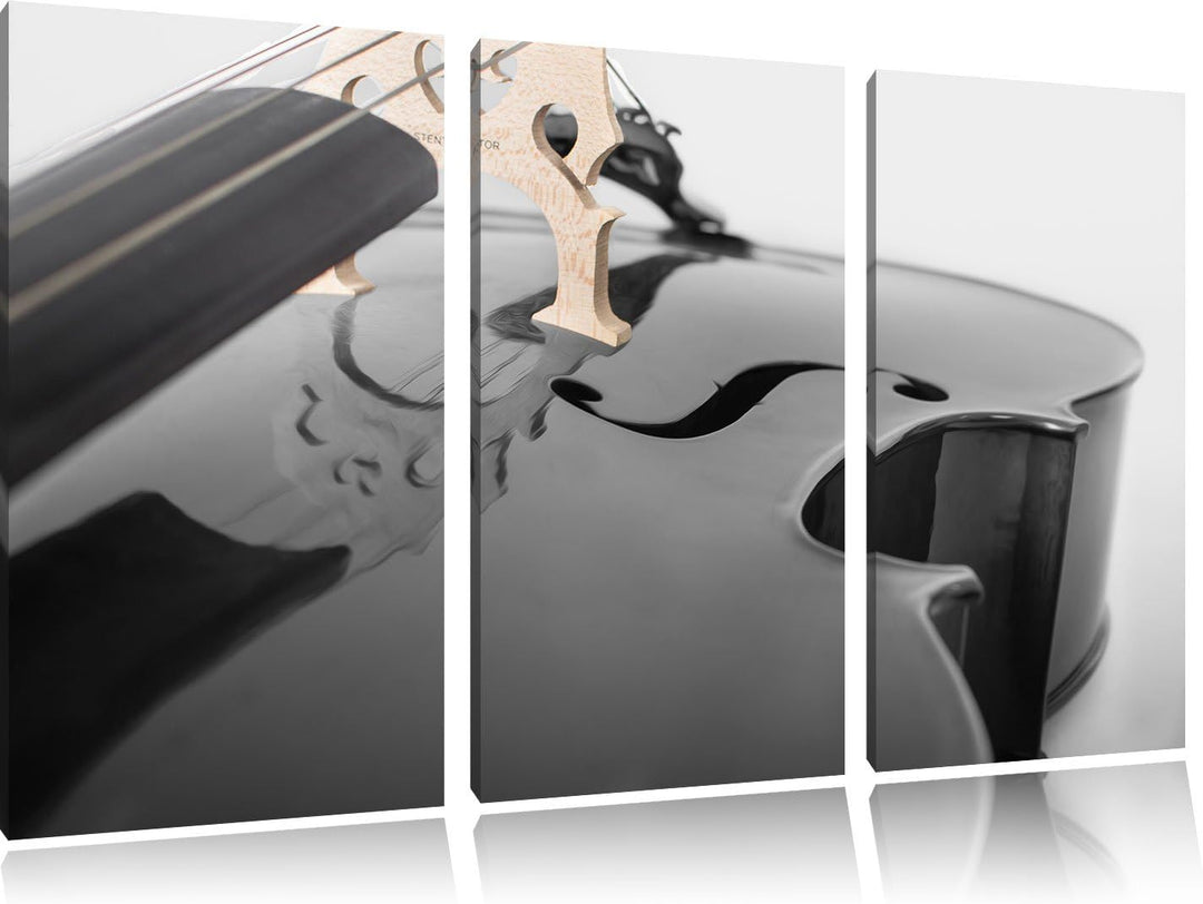 Pixxprint Cello in Regenbogenfarben gehalten schwarz/weiss 3-Teiler Leinwandbild 120x80 Bild auf Lei