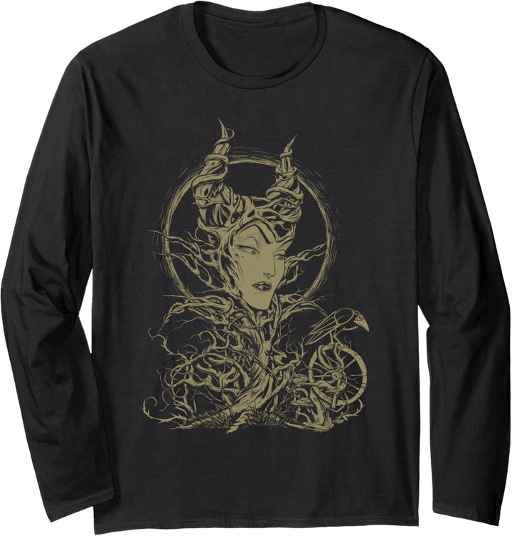 Disney Sleeping Beauty Maleficent Thorn Portrait Sketch Langarmshirt