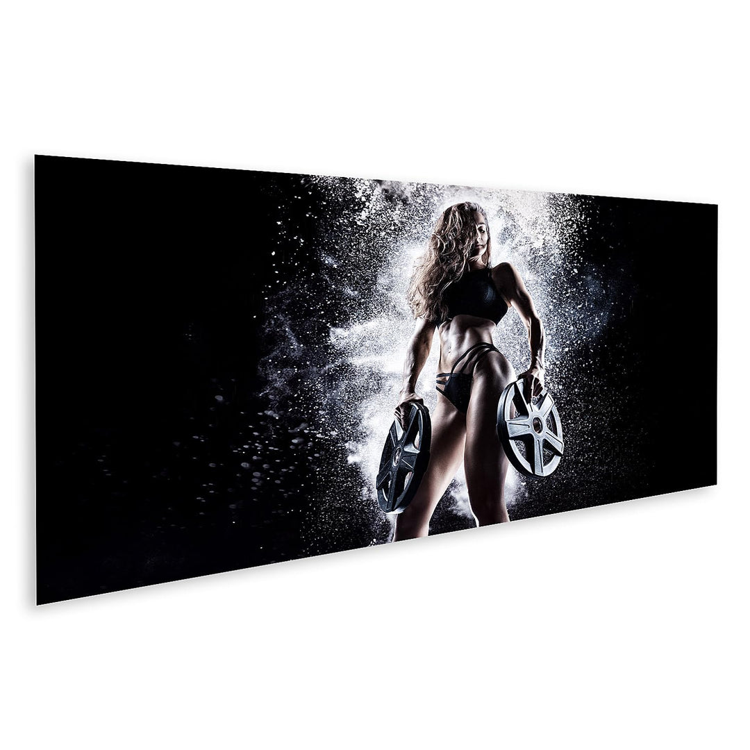 islandburner Bild auf Leinwand Athlete Posing Studio Gewichte In Ihren Händen Konzept Sport Bodybuil