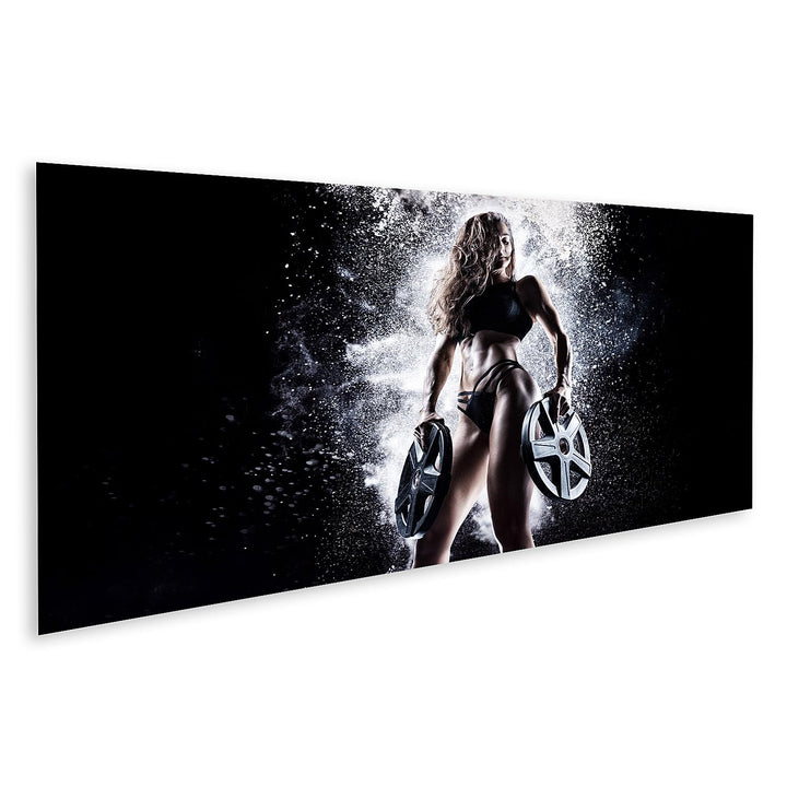 islandburner Bild auf Leinwand Athlete Posing Studio Gewichte In Ihren Händen Konzept Sport Bodybuil