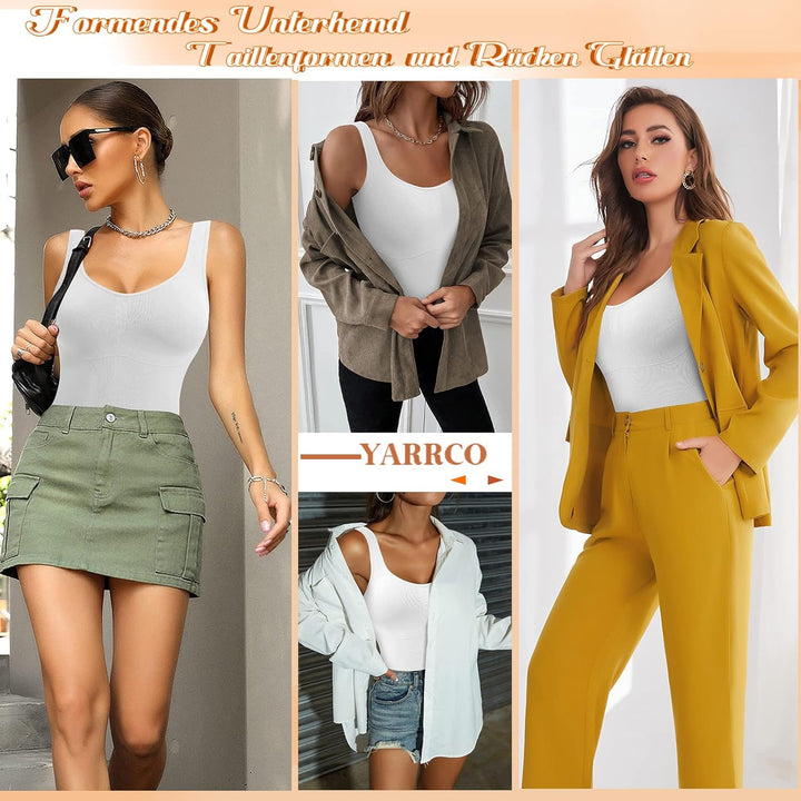 YARRCO Damen Shape Unterhemd Bauchweg Hemdchen Shapewear Trägertop Shaping BH Hemd Formendes Top Bod