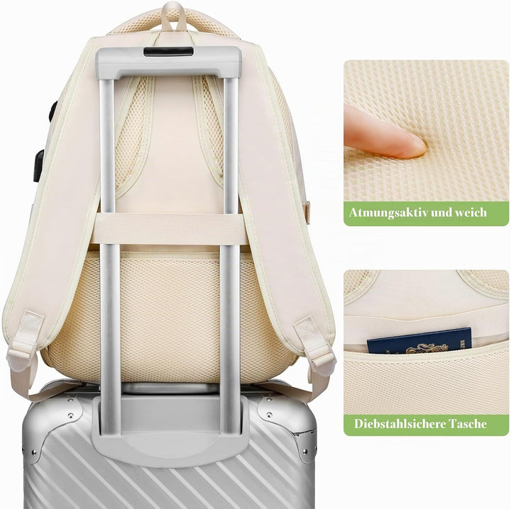 Rucksack Laptop Damen 15,6 Zoll Schulrucksack Mädchen Teenager Schultasche Frauen für Schule Uni Rei