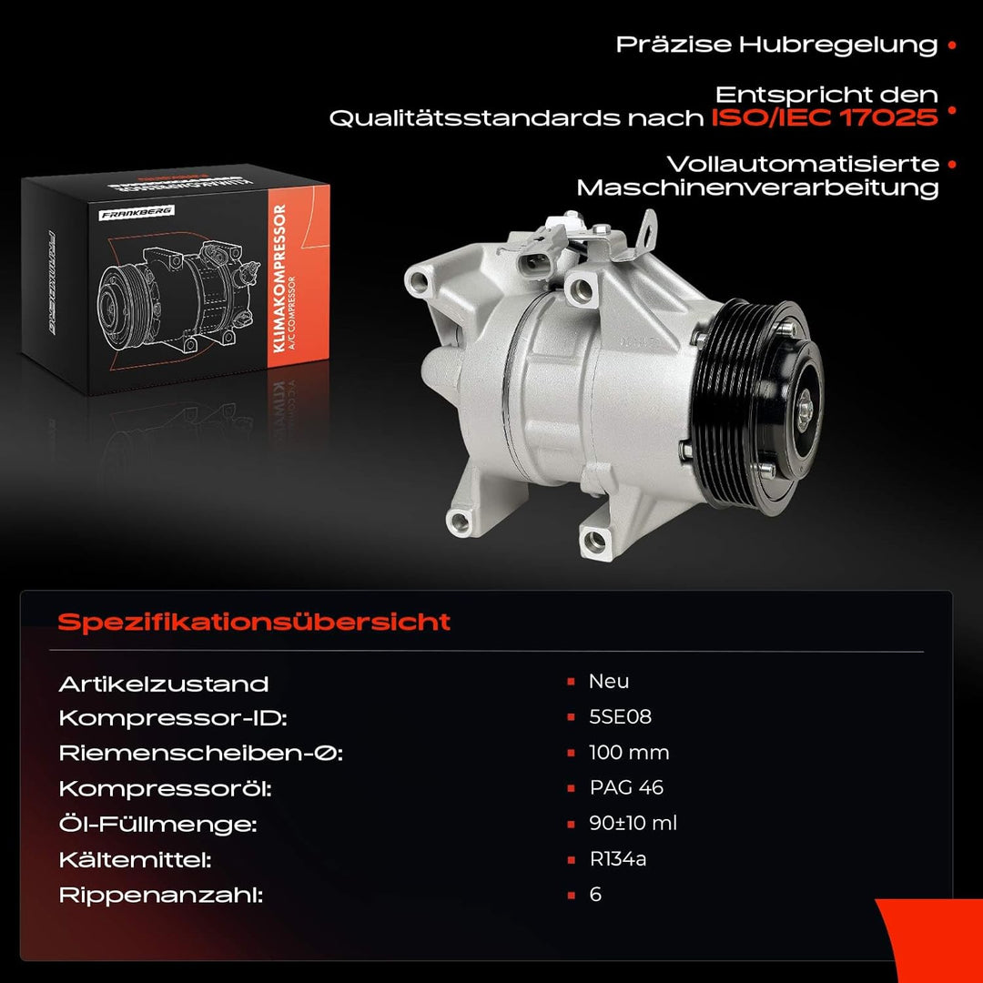 Frankberg Klimakompressor Klimaanlage Kompatibel mit Yaris KSP9 NCP9 NSP9 SCP9 ZSP9 1.3L 1.4L 2008-2