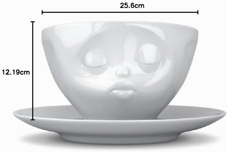 FIFTYEIGHT PRODUCTS Kaffeetassen 2er Set + Servietten, 200 ml, KÜSSEND+GLÜCKLICH