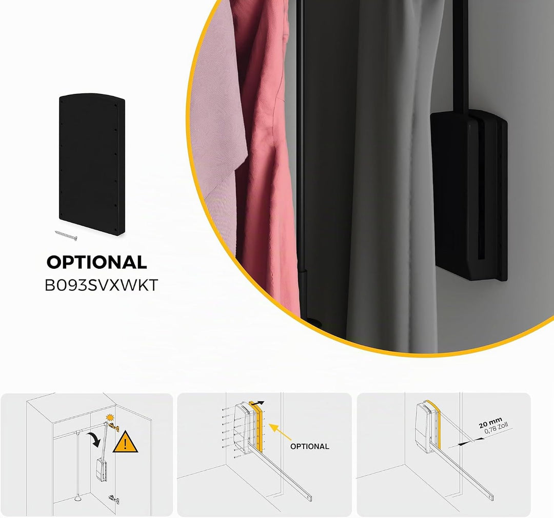 Emuca - Kleiderlift für Schrank, Ausziehbarer Kleiderlift 450-600mm Breite, Schrankinnenseiten Monta