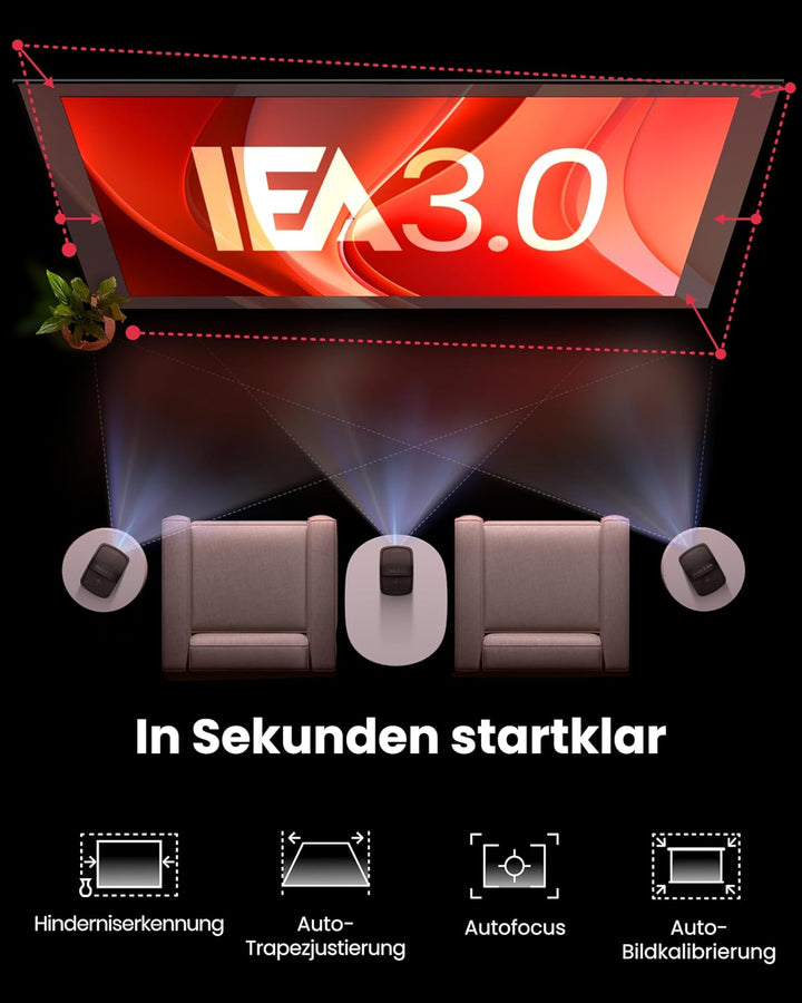 Nebula Anker Mars 3 Air Mini Beamer, 1080p, mit Google TV, Smart, WLAN Projektor, Tragbarer Projekto