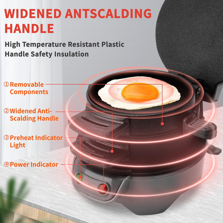 HENYEER Sandwich Toaster Burger Maker, mit Eierringe und Zeitschaltuhr, Effiziente Antihaft Heizplat