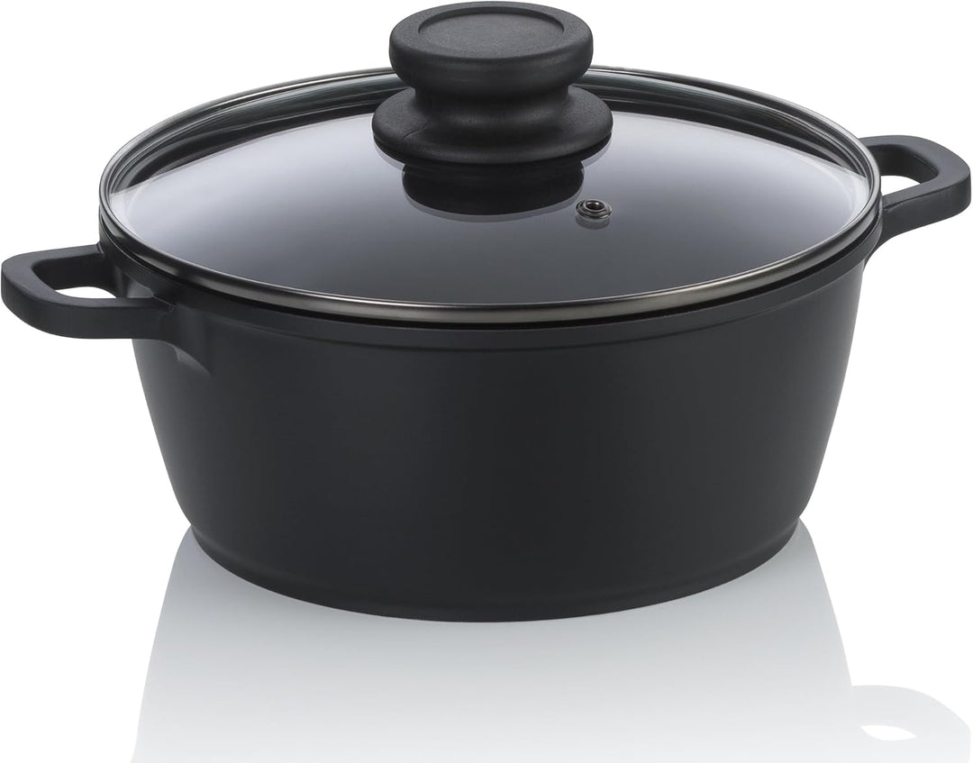 kela Fleischtopf 20 cm mit Glasdeckel ATURA, Kochtopf klein 1,7 Liter, Topf Induktion, Aluguss keram