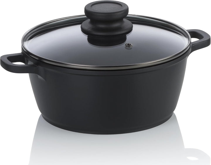 kela Fleischtopf 20 cm mit Glasdeckel ATURA, Kochtopf klein 1,7 Liter, Topf Induktion, Aluguss keram