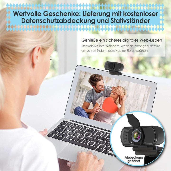 ToLuLu USB C Webcam for PC: 1080P HD Web Cam with Mic,Computer Camera with Privacy Cover & Tripod St