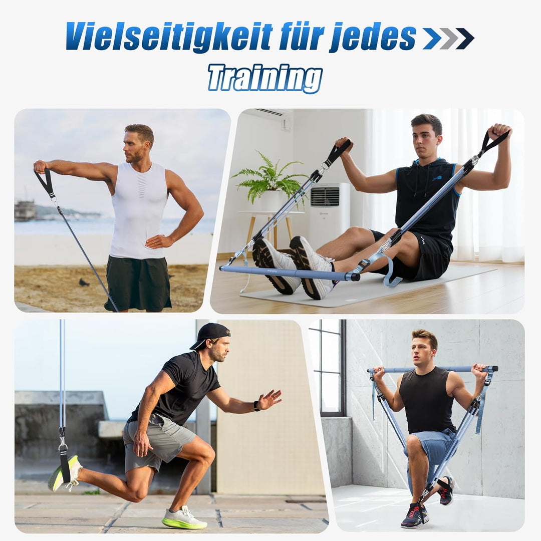 ALongSong Pilates Bar Set mit Widerstandsbänder Krafttraining 180LBS/140LBS Resistance Bands Fitness