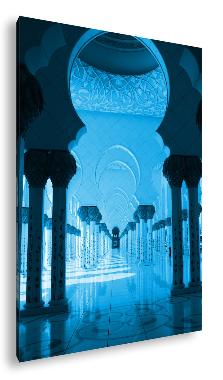 deyoli Inneres einer Moschee in Abu Dhabi Format: 80x60 Effekt: Monocrome Blau als Leinwand, Motiv f