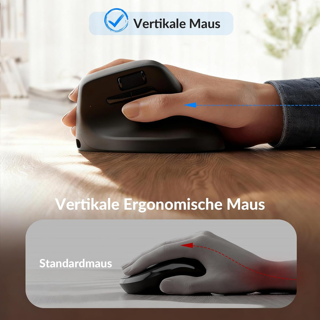 Keychron M5 8K ergonomische Vertikal-Gaming-Maus, 30 000 DPI, 750 IPS, 2,4 GHz/Bluetooth 5,3 / USB-C