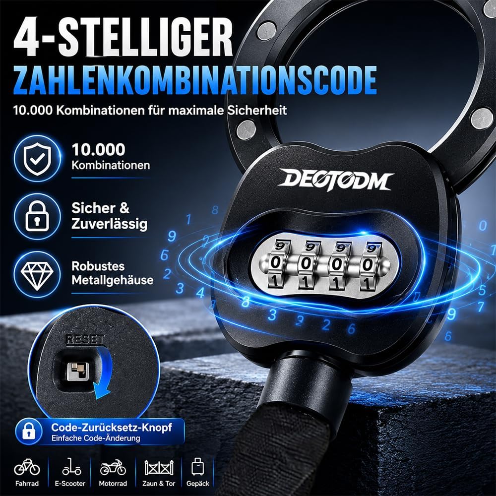 E Scooter Schloss Fahrradschloss Handschellenschloss Hohe Sicherheit Bike Lock 8mm Dicker Kette Kett