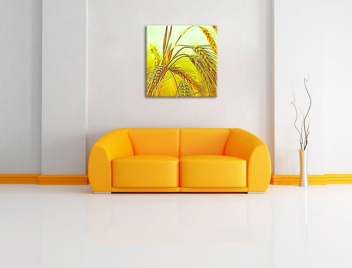 Pixxprint Weizenfeld, Format: 70x70 auf Leinwand, XXL riesige Bilder fertig gerahmt mit Keilrahmen,