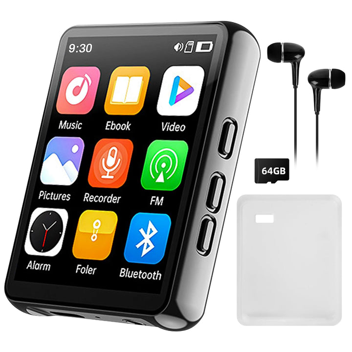 128GB MP3 Player mit Bluetooth -Tragbarer Musikplayer mit Lautsprecher, MP3 & MP4 Player, 2.4" Full