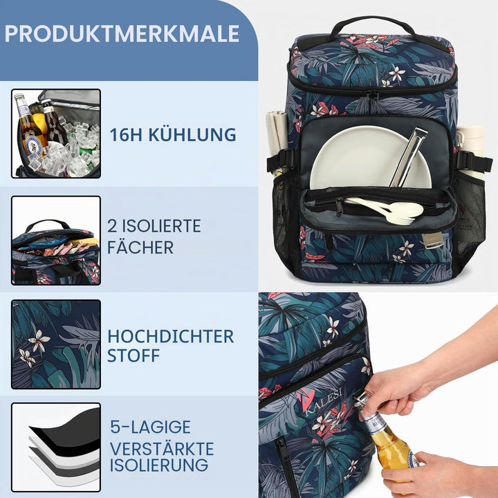 Kalesi Kühlrucksack 36 Dosen Leichter Isolierter Rucksack Kühler Auslaufsicher Reise Camping Mittage