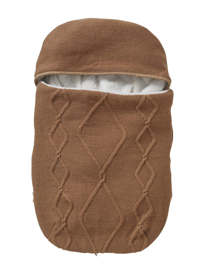 VERTBAUDET Strick-Fusssack für Babyschalen, Fleecefutter hellbraun ONE SIZE