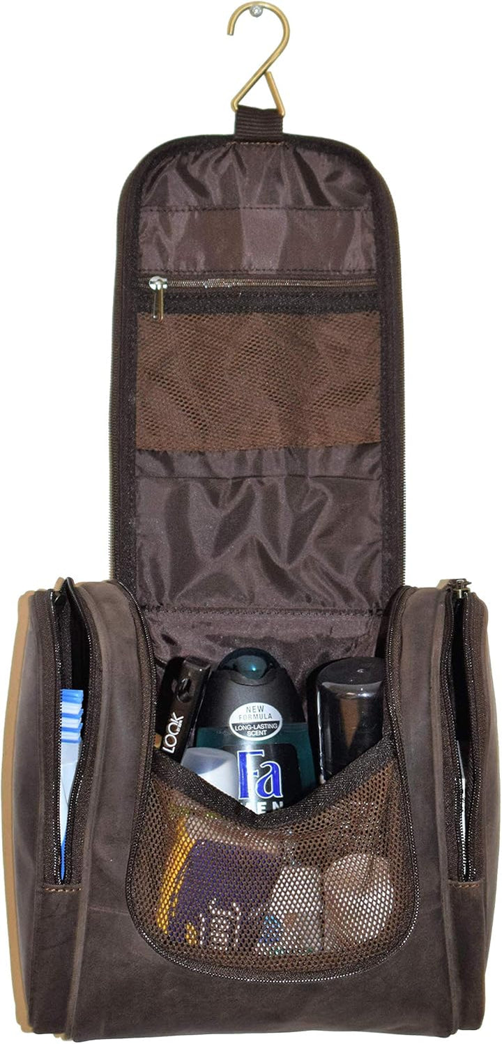 Menzo Kulturbeutel aus echten Leder, Kulturtasche für Damen und Herren (Marrone), Marrone
