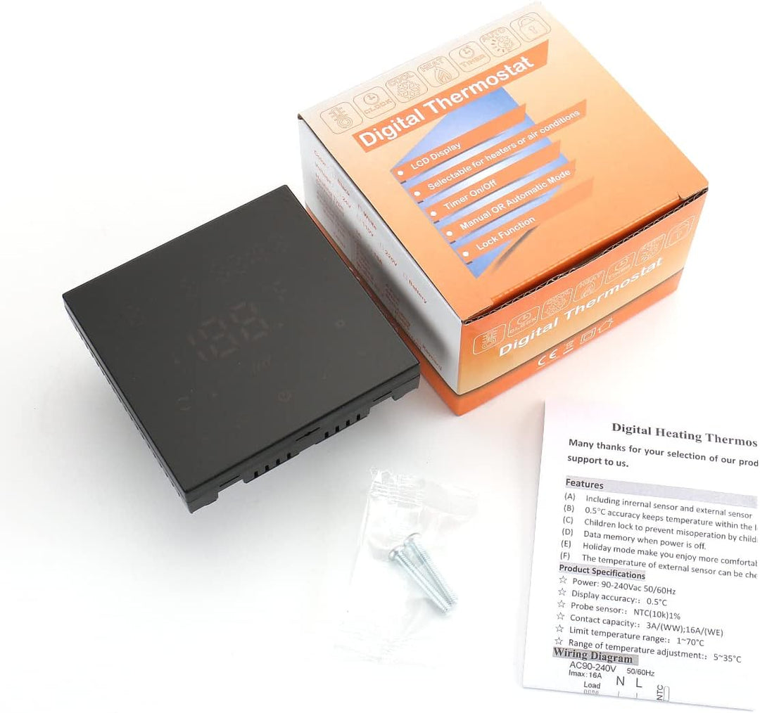 Wengart Raumthermostat Fussbodenheizung Wasser (3A), WG607 Digitaler Wandthermostat mit Fenster-offe