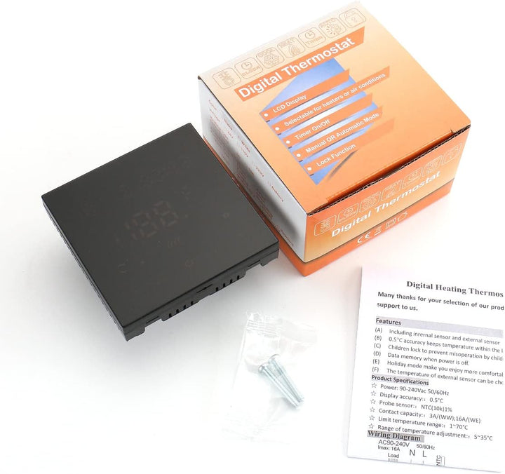 Wengart Raumthermostat Fussbodenheizung Wasser (3A), WG607 Digitaler Wandthermostat mit Fenster-offe