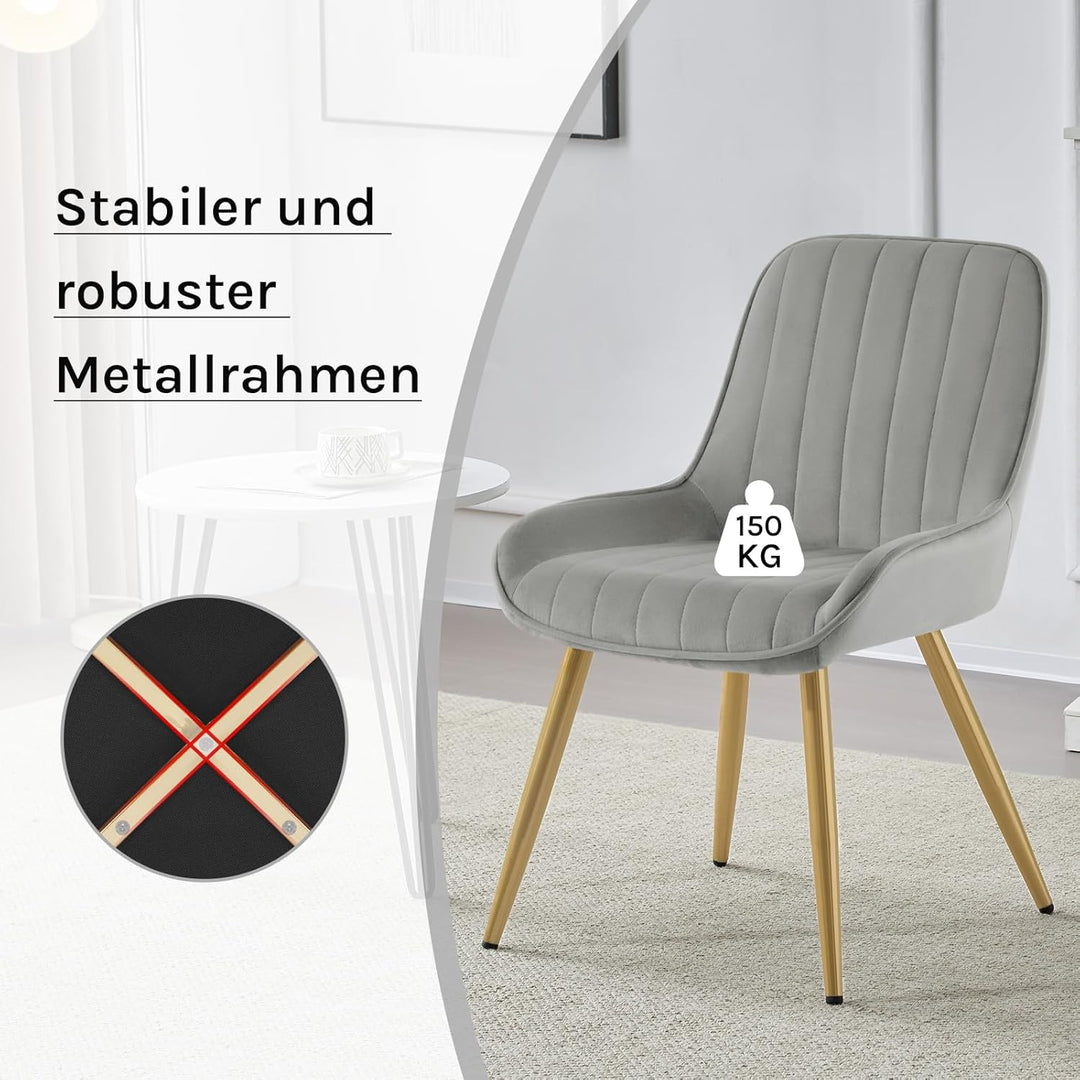 Lestarain 2 Stücke Esszimmerstuhl, Retro Küchenstuhl Wohnzimmerstuhl Sitzfläche Aus Samt Retrostuhl