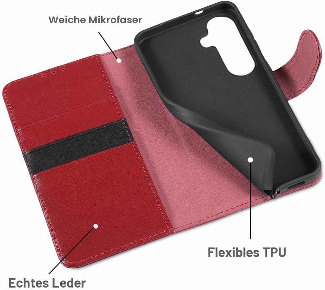 LENSUN Echtleder Hülle für Samsung Galaxy S26 5G, Handyhülle Echtes Leder [RFID Schutz][Magnetversch
