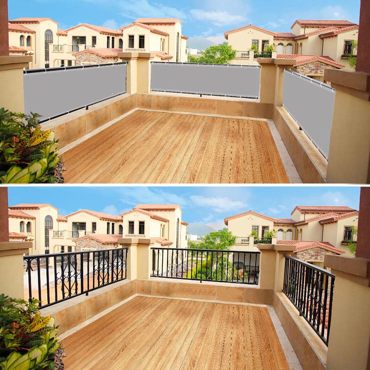 WEALSFUN Balkonabdeckung (390Grössen & 8 Farben) Balkonverkleidung Ohne Bohren blickdichte Wind UV-S