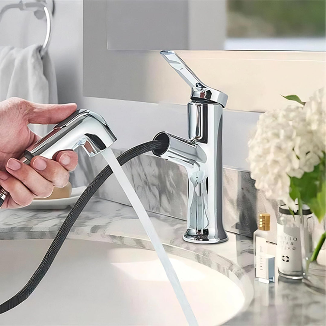 Wasserhahn Bad mit Ausziehbar Brause Waschtischarmatur Armatur Badezimmer mit 2 Strahlarten Einhebel