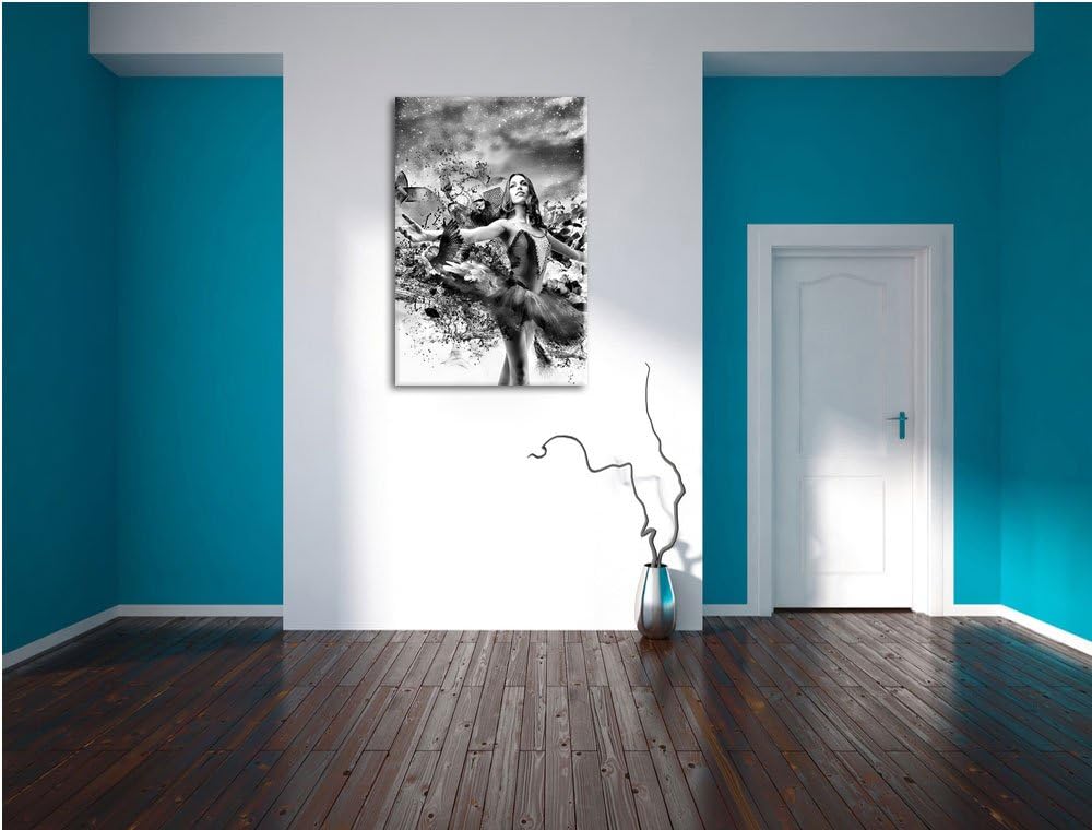 Pixxprint Ballerina im Kleid / 100x70cm Leinwandbild bespannt auf Holzrahmen/Wandbild Kunstdruck Dek