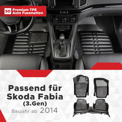 fussmattenprofi.com Auto Fussmatten Kompatibel mit Skoda Fabia (3.Gen) Baujahr ab 2014 I 100% Passge